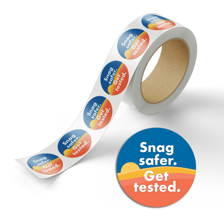 Snag safter. Get Tested. Sticker